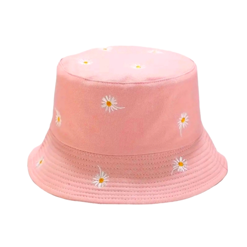 Daisy Embroidered Cotton Bucket Hat